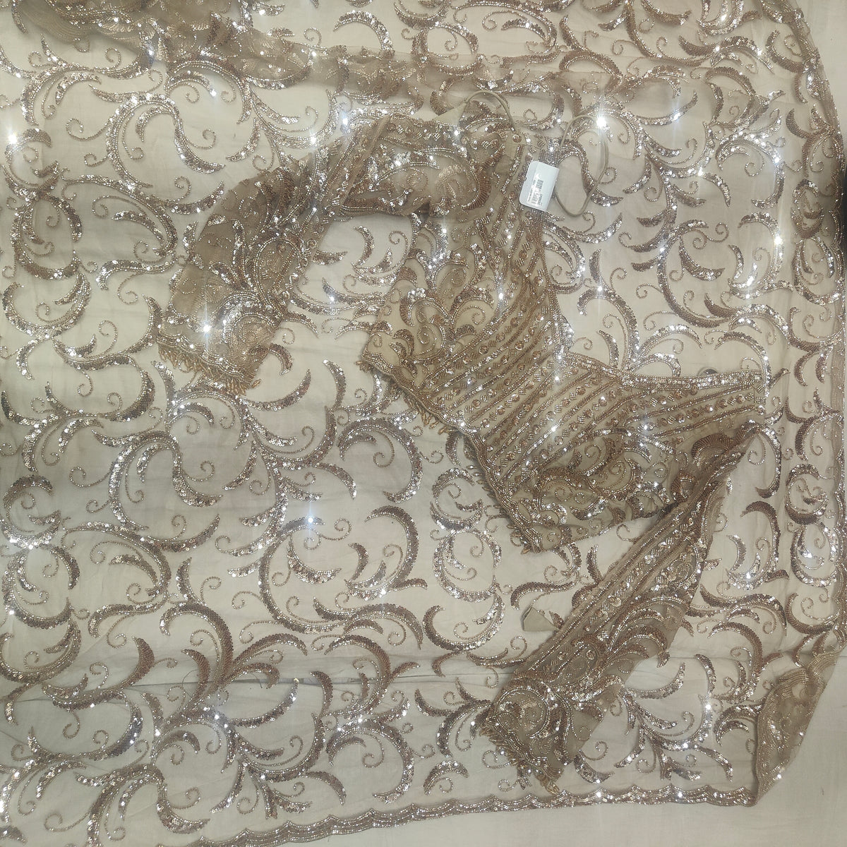 gold embroidered net saree