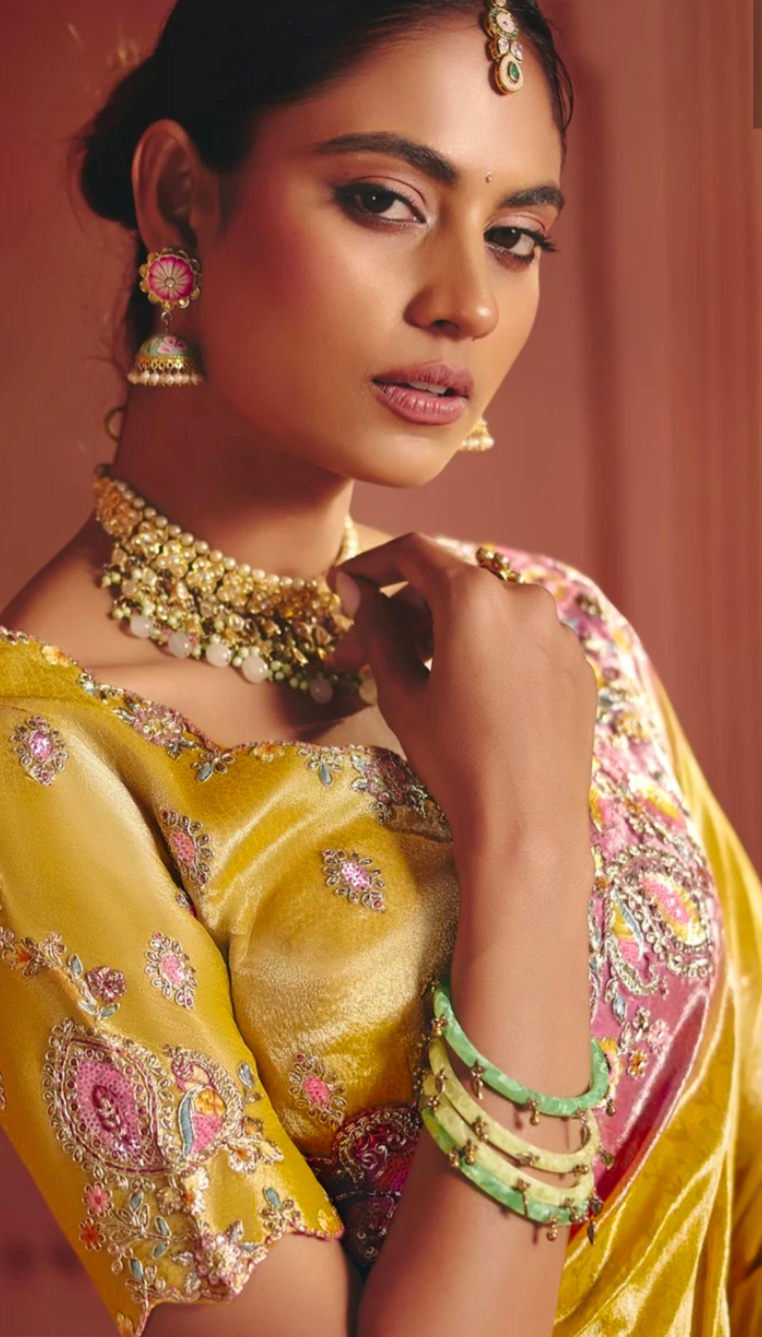 yellow saree with embroidery border