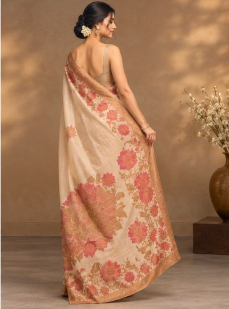 Floral zari silk saree