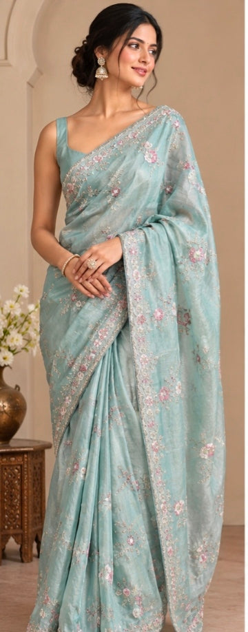 Floral pastel colour saree