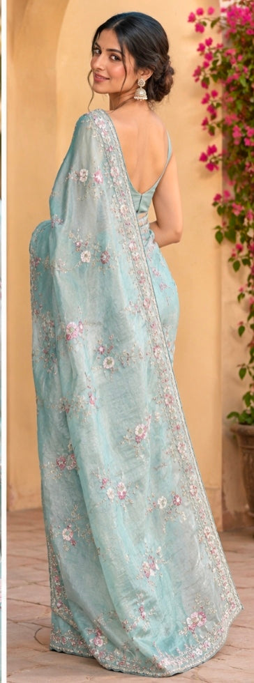 Floral pastel colour saree