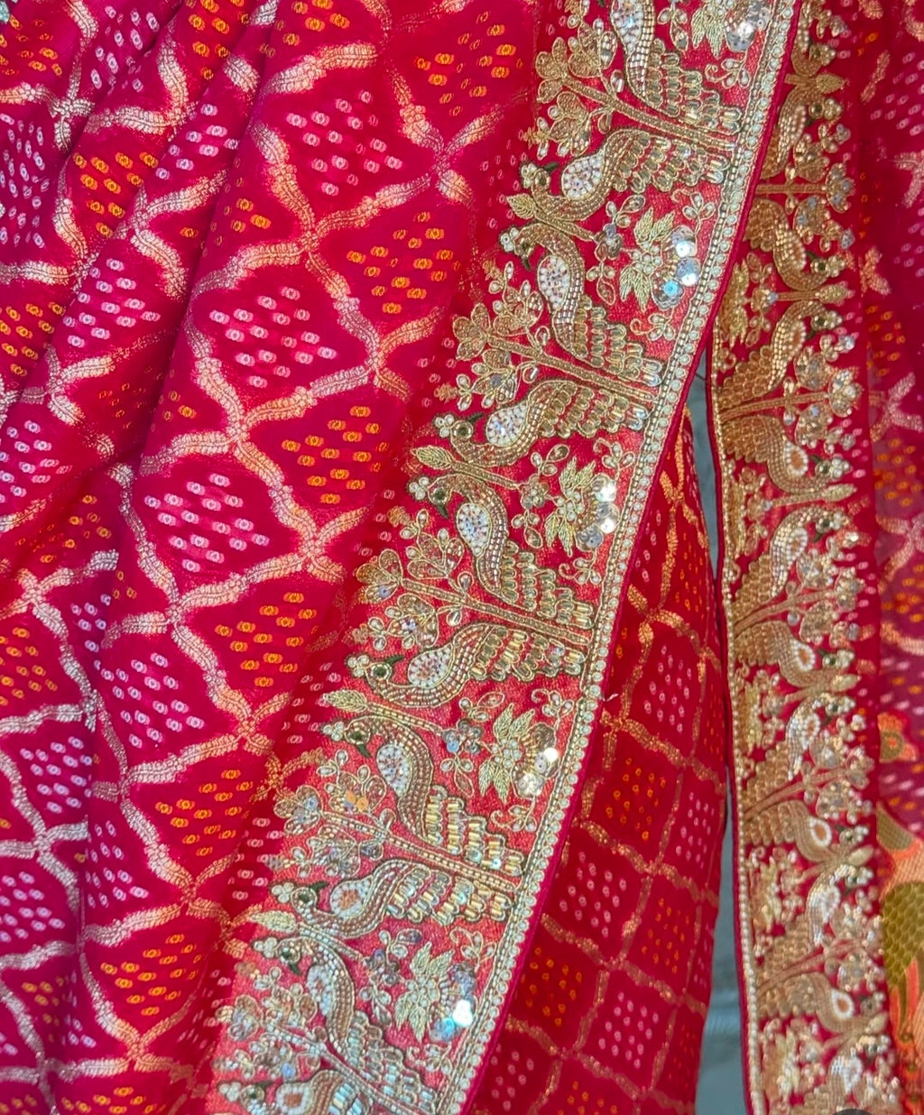 Pure bandejh hand embroidery saree