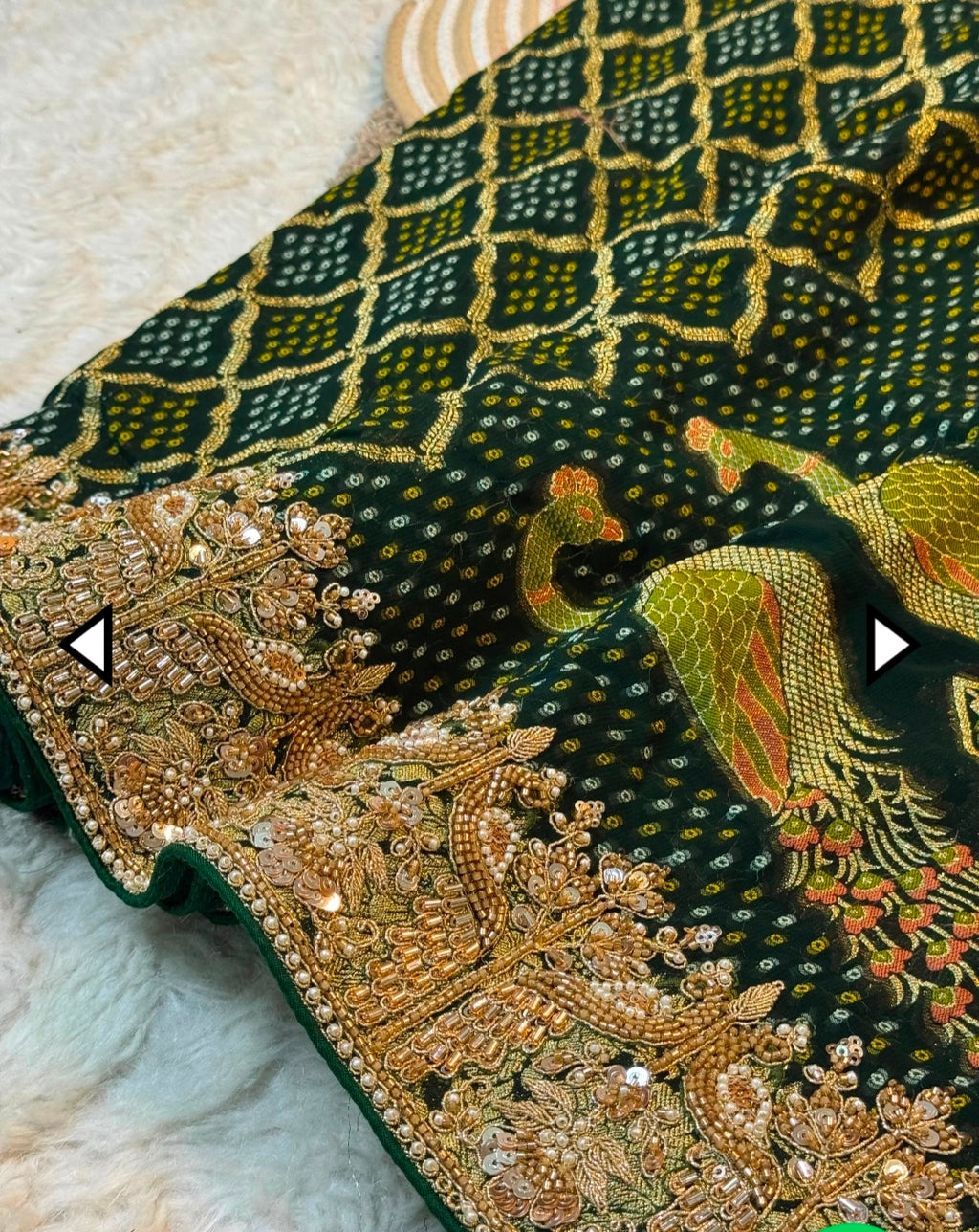 Pure bandejh hand embroidery saree