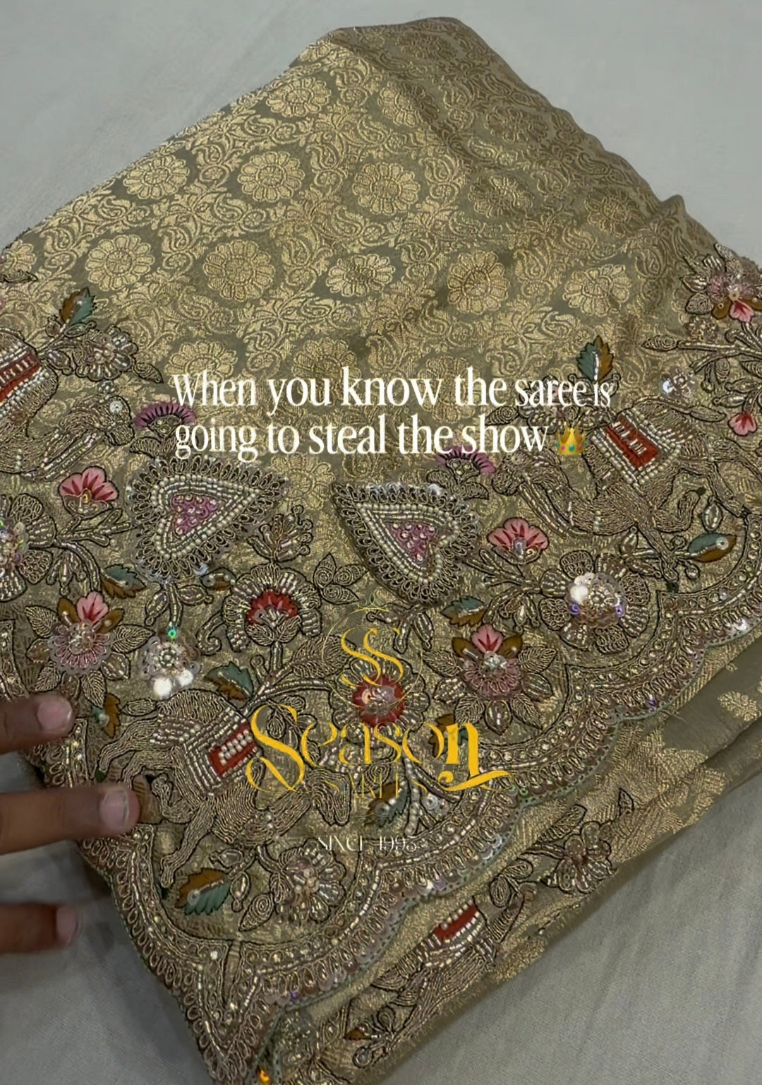 Pista green colour heavy border saree