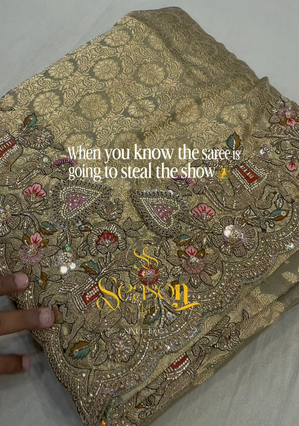 Pista green colour heavy border saree