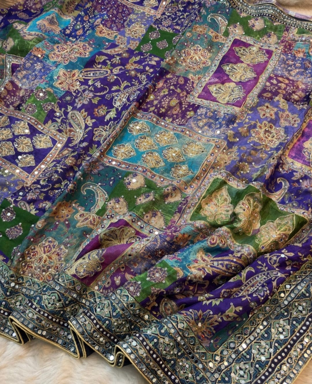 BLUE PRINTED SAREE WITH BLOUSE