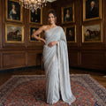 Designer grey colour saree