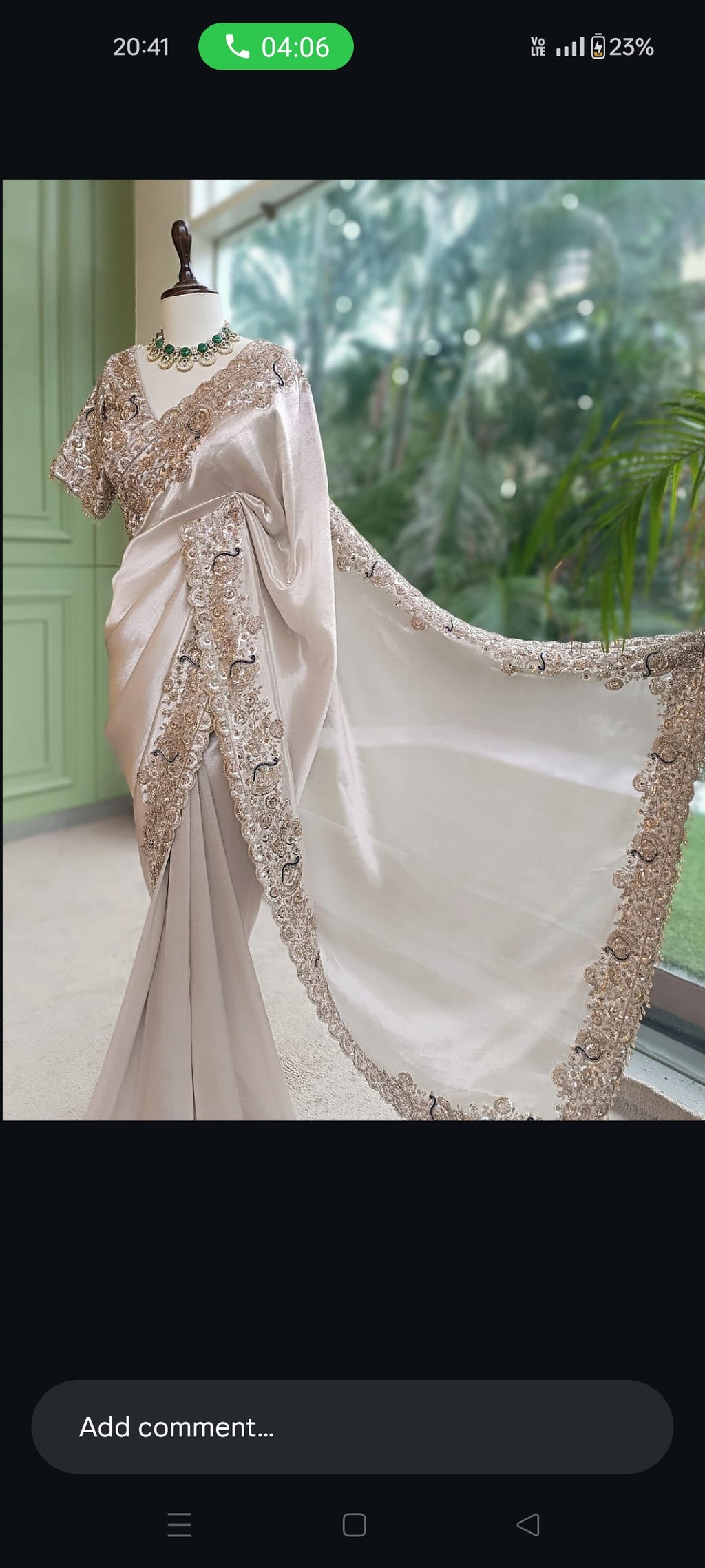 elegant silver saree
