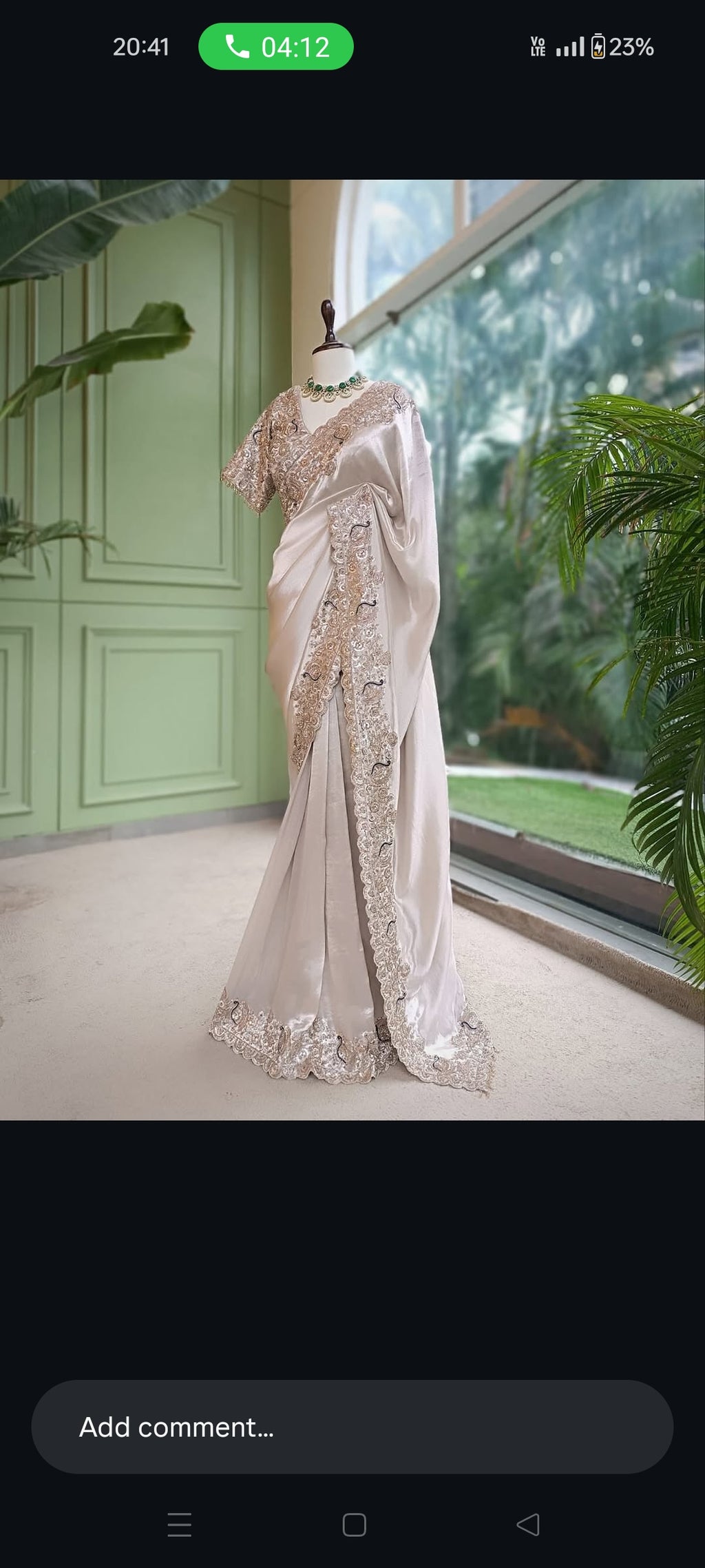 elegant silver saree