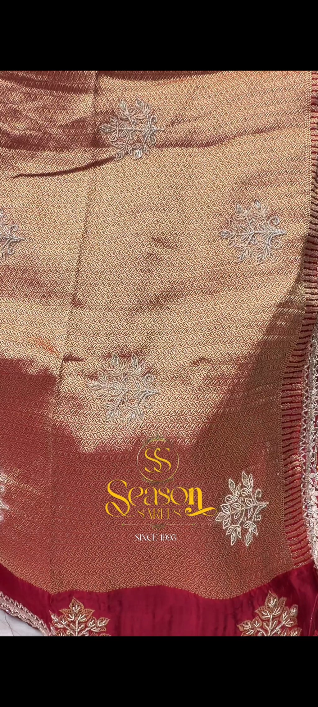 Elegant dabka work embroidery saree