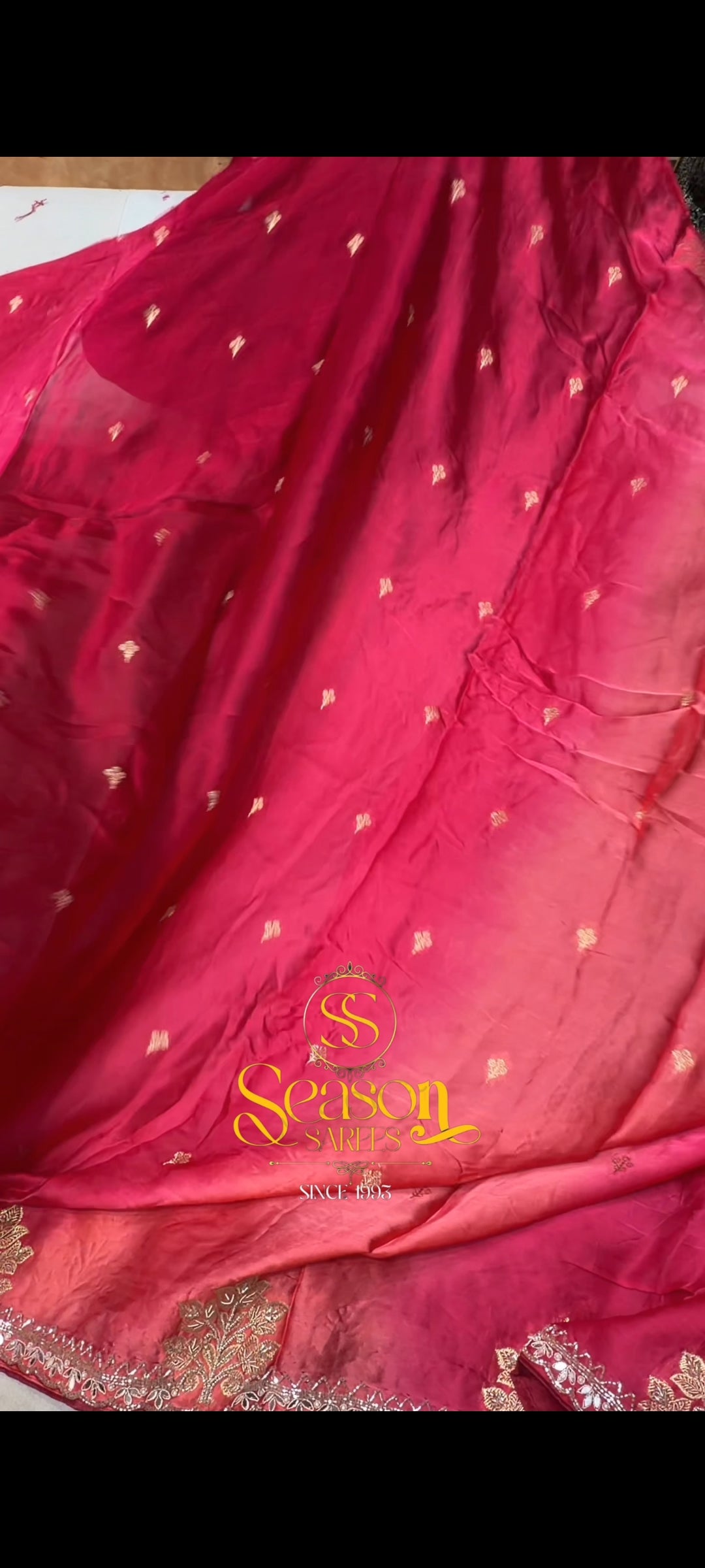 Elegant dabka work embroidery saree