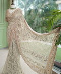 Elegant Pista Net Embroidered Saree