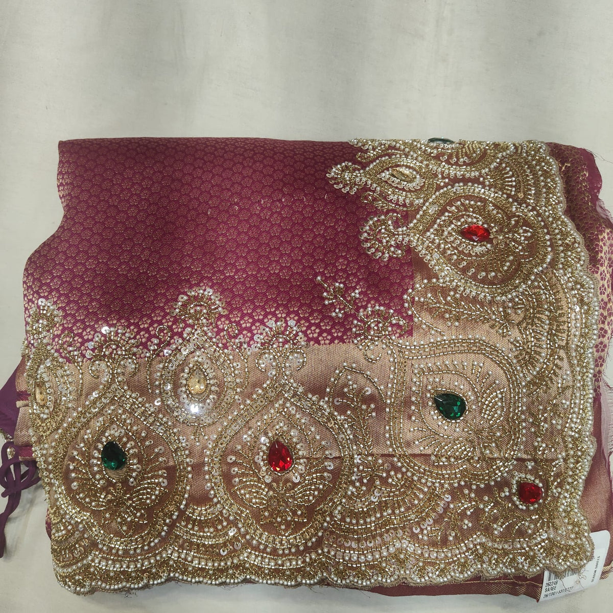 Regal wine embroidered designer saree