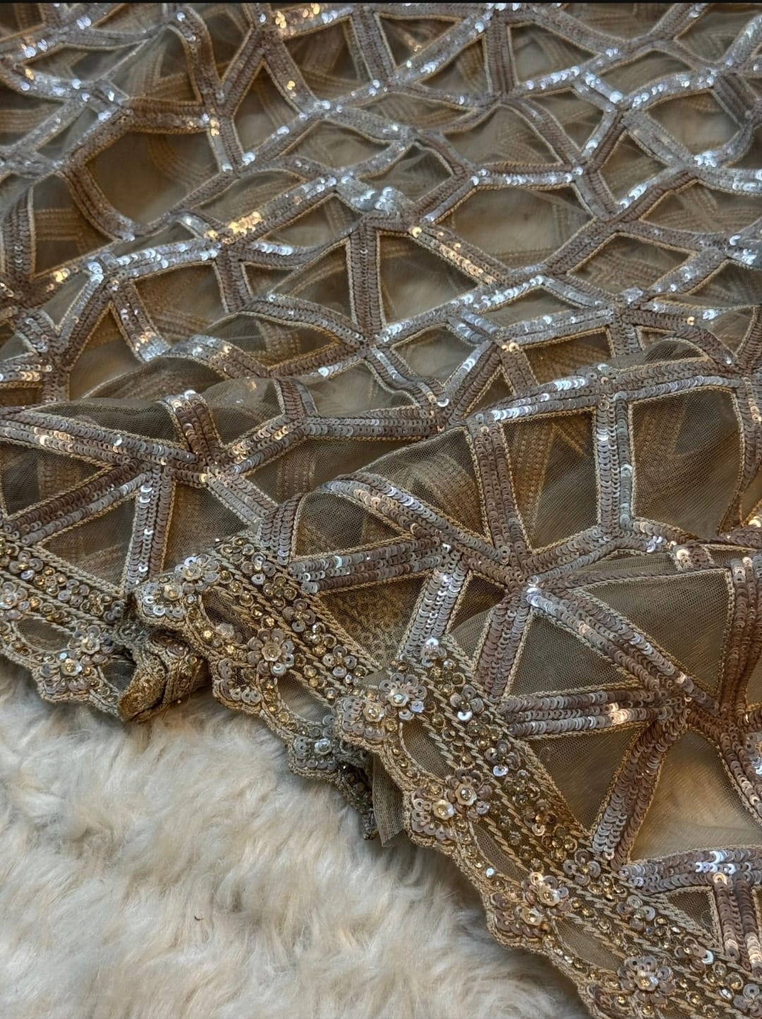Designer cutwork net saree