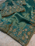 Blue colour stitch blouse saree