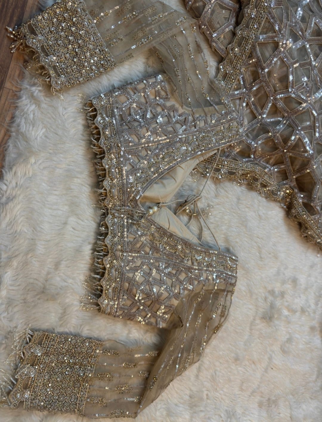 Designer cutwork net saree