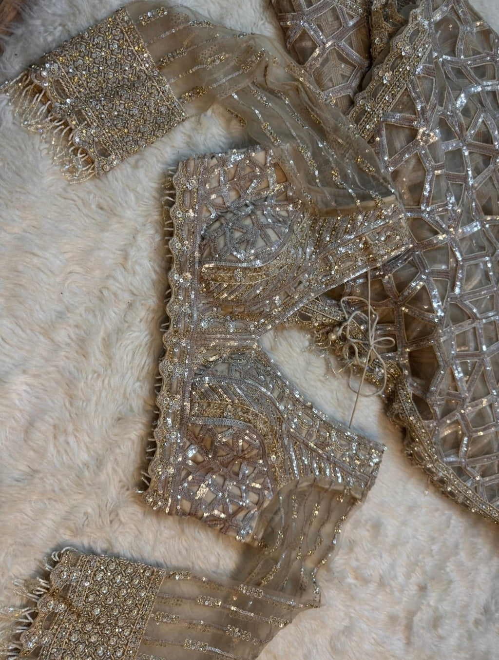 Designer cutwork net saree