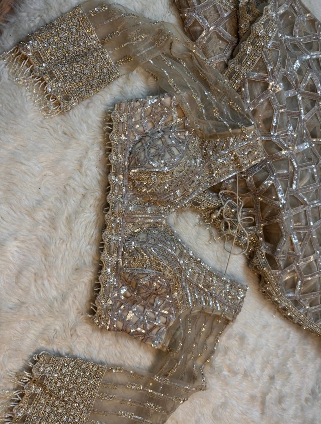 Designer cutwork net saree