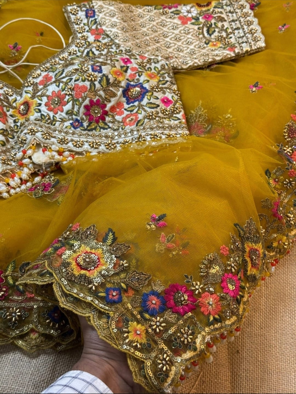 yellow colour net saree